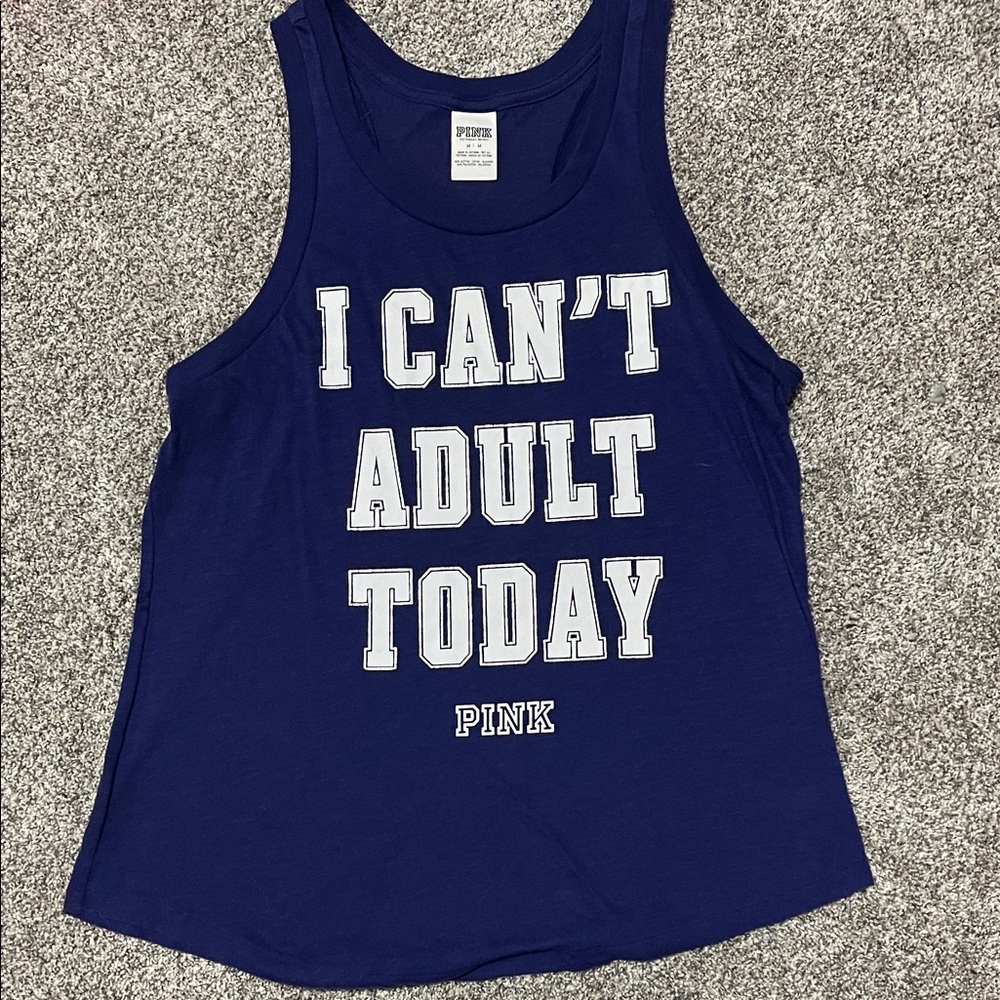 PINK Victoria's Secret Blue Tank Top - I Can't Adult Today